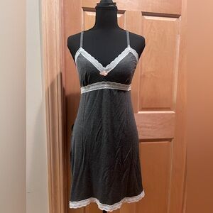 Marilyn Monroe Croquette Gray Lace Trim Babydoll Nightgown Slip Dress Women's M